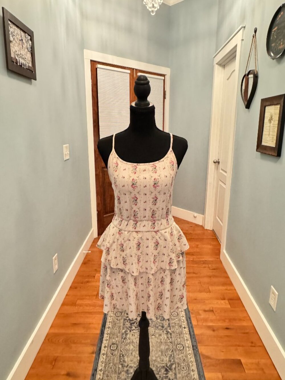 LoveShackFancy Zepelin Mini Dress Romper Floral Cream Pink M - Picture 2 of 13